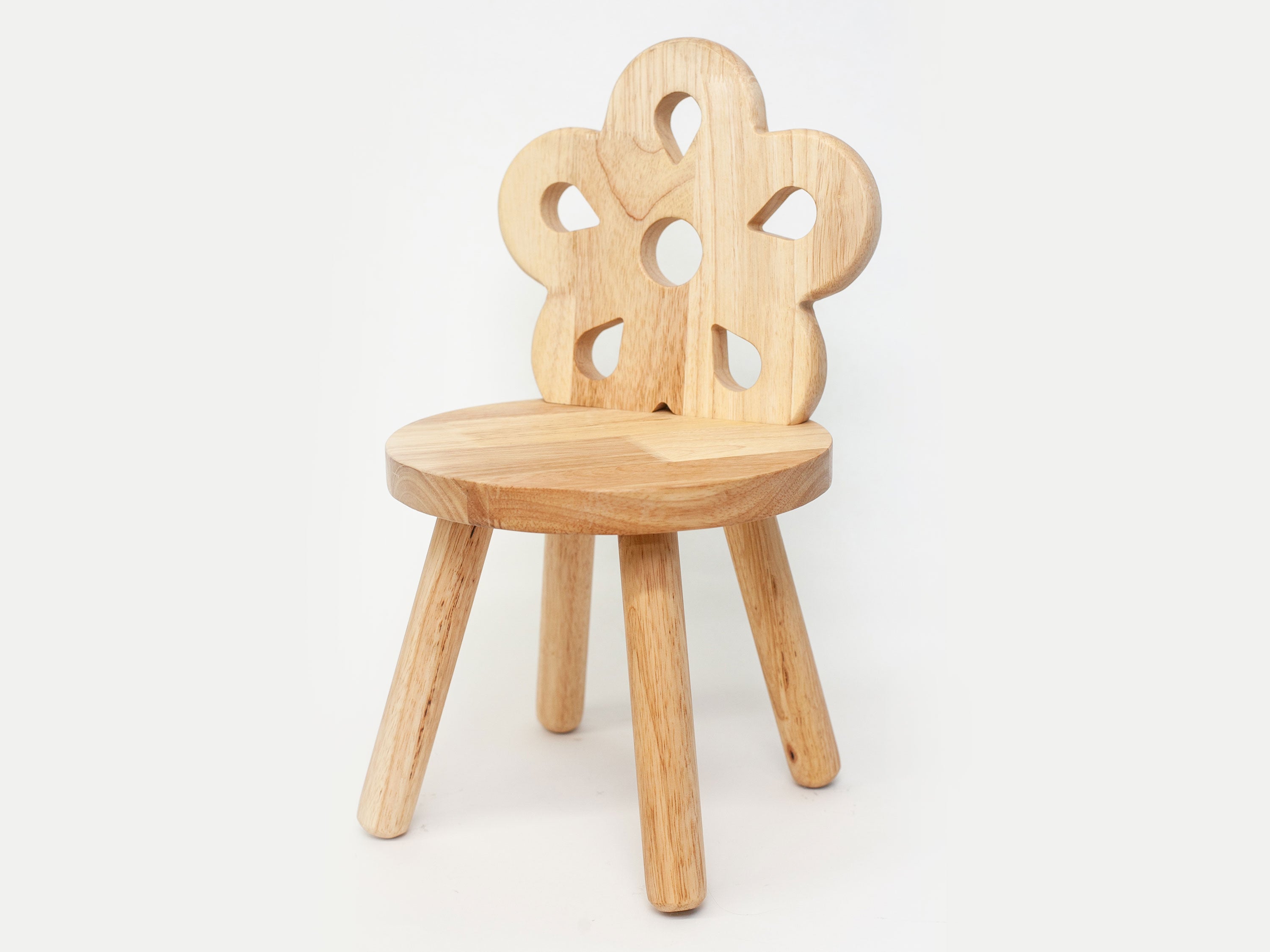 Wooden Kids Stool with Flower Backrest