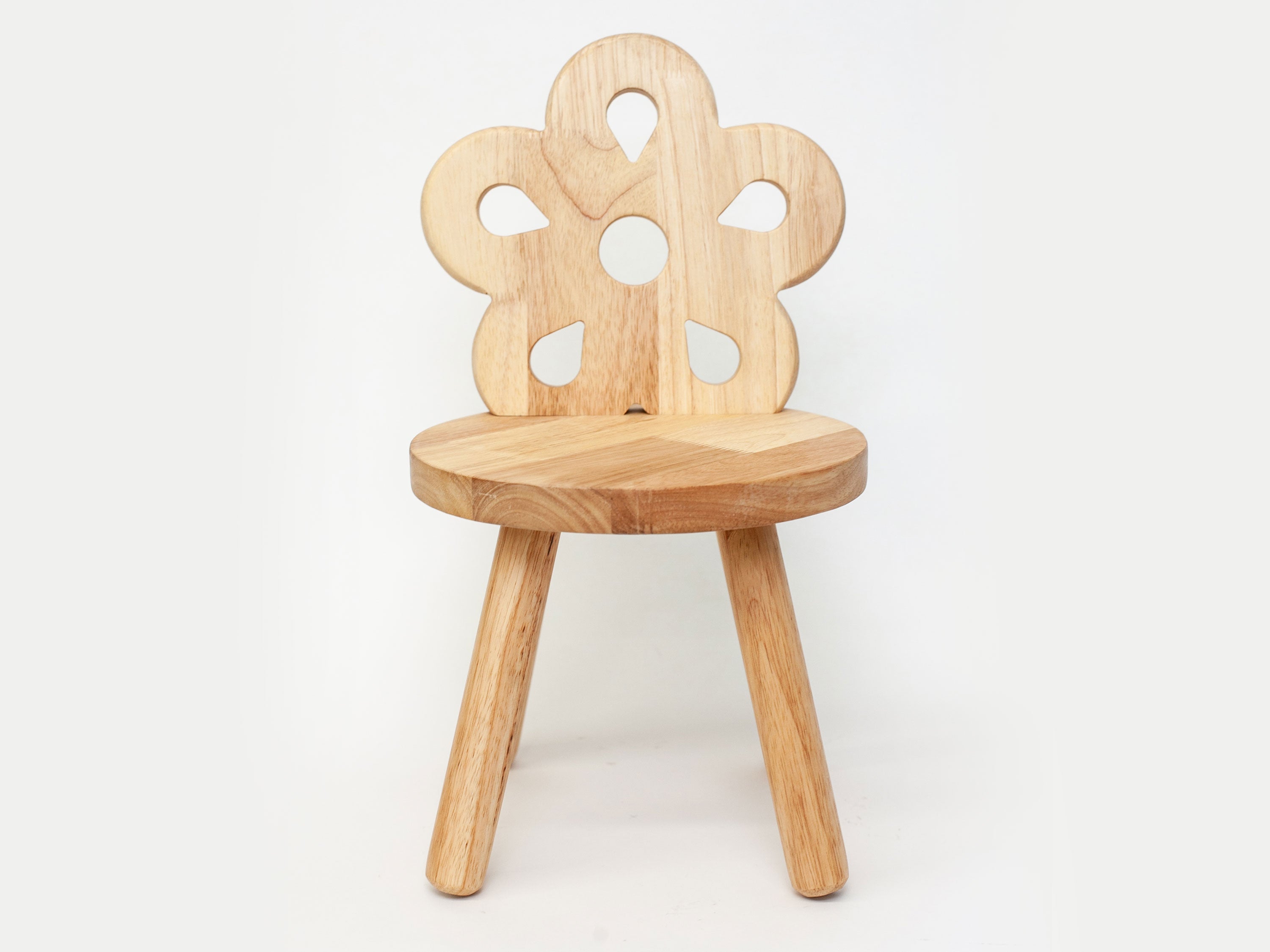 Wooden Kids Stool with Flower Backrest