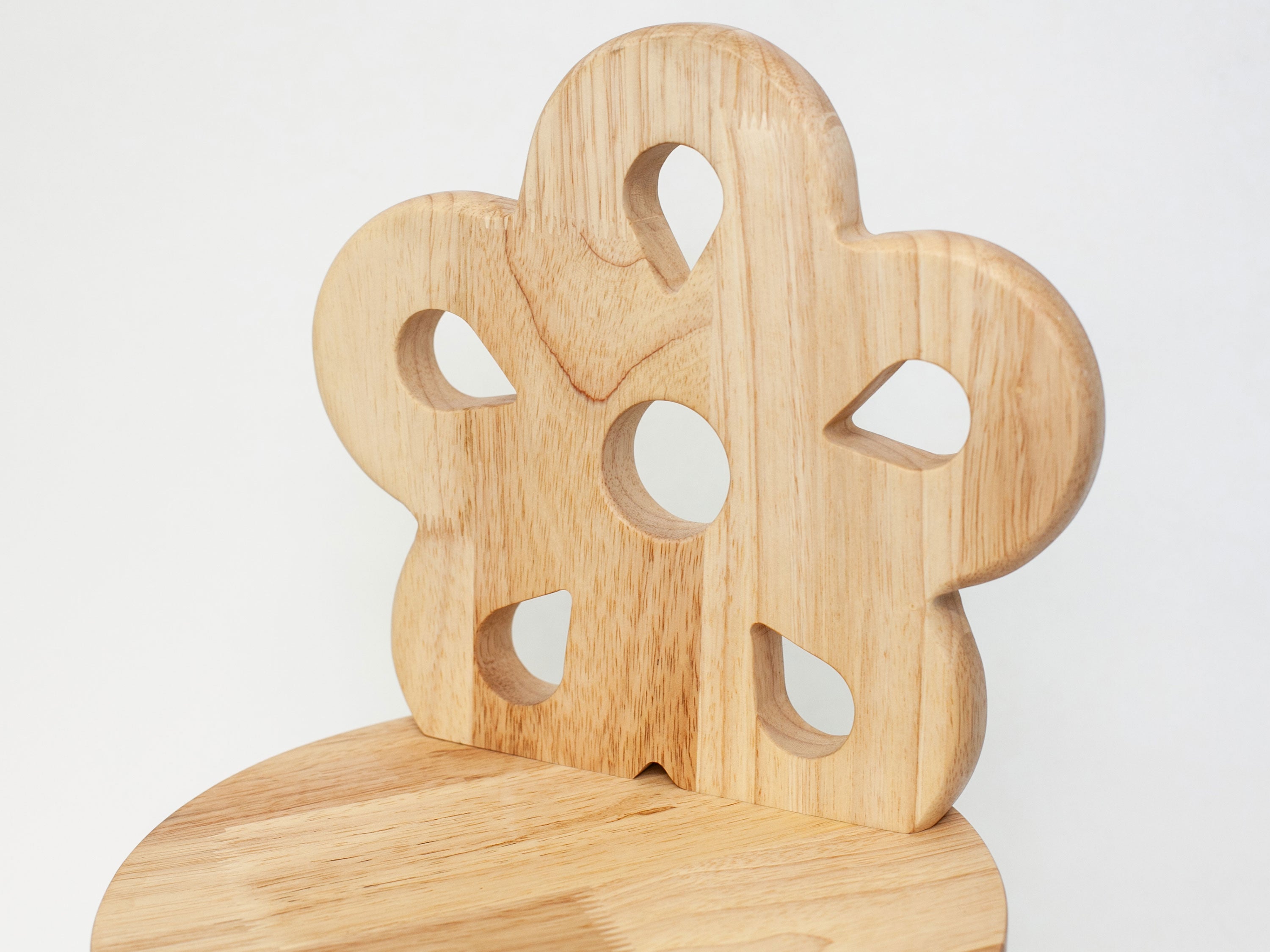 Wooden Kids Stool with Flower Backrest