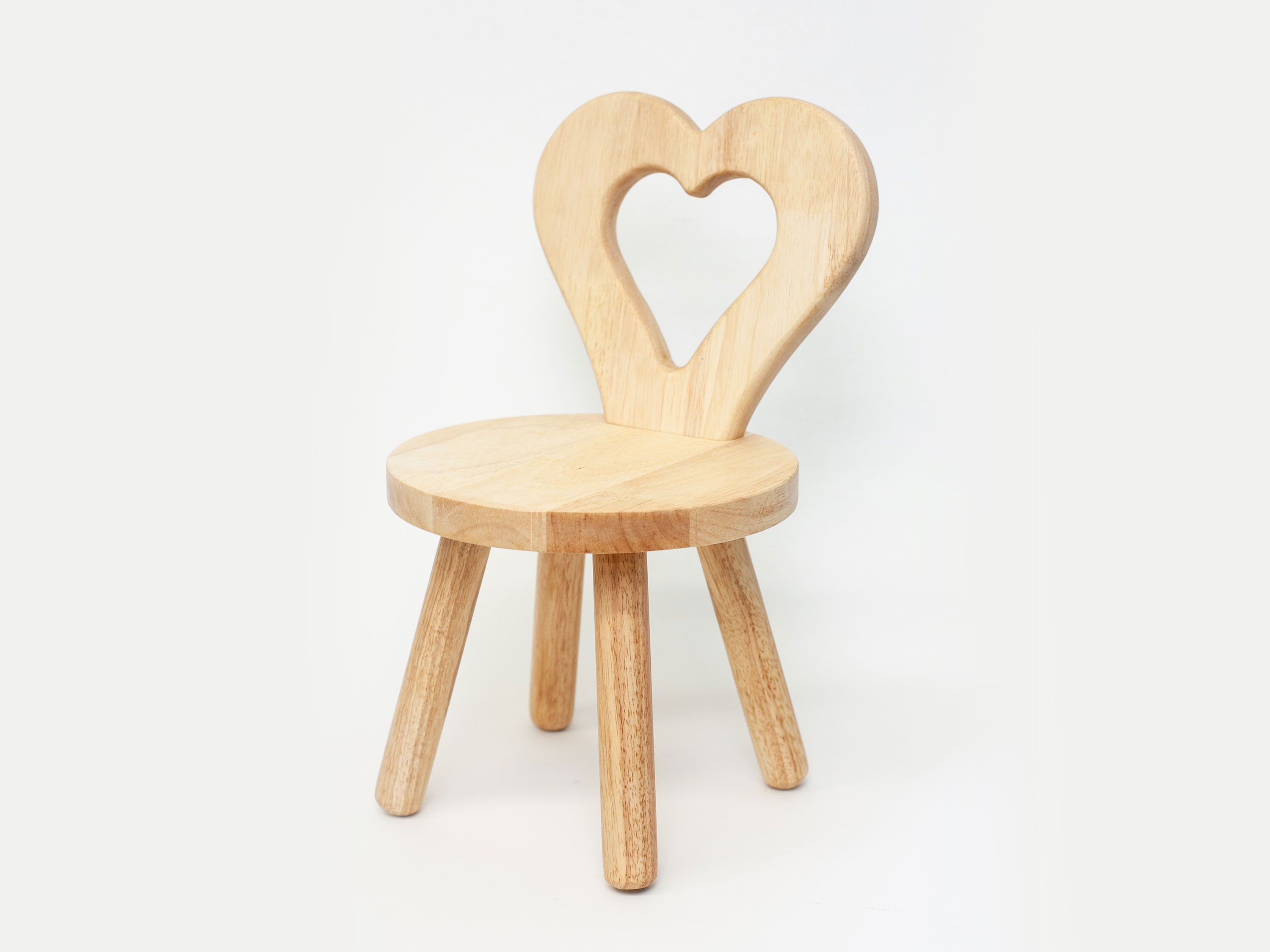 Kids Wooden Stool with Heart Backrest