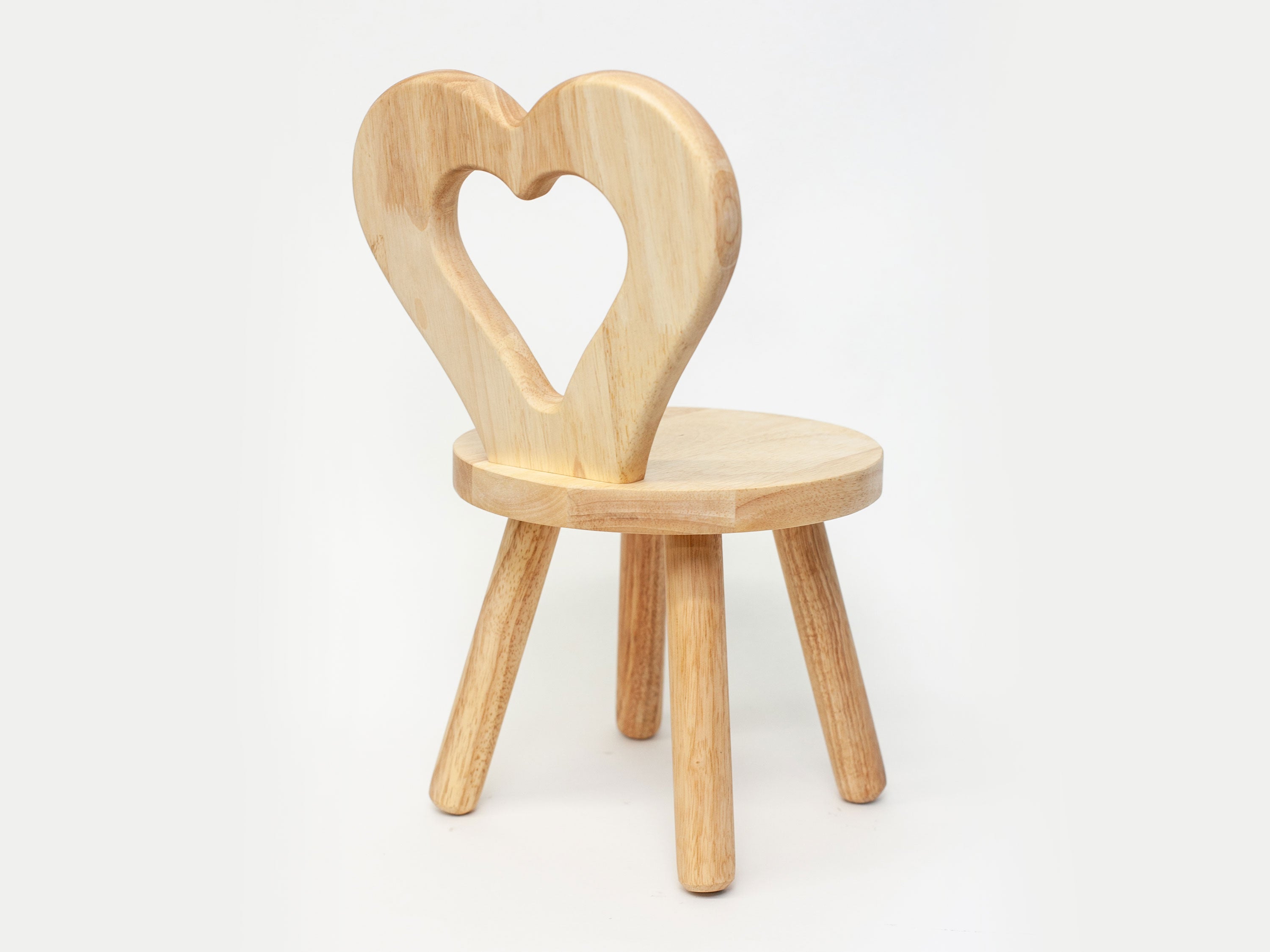 Kids Wooden Stool with Heart Backrest