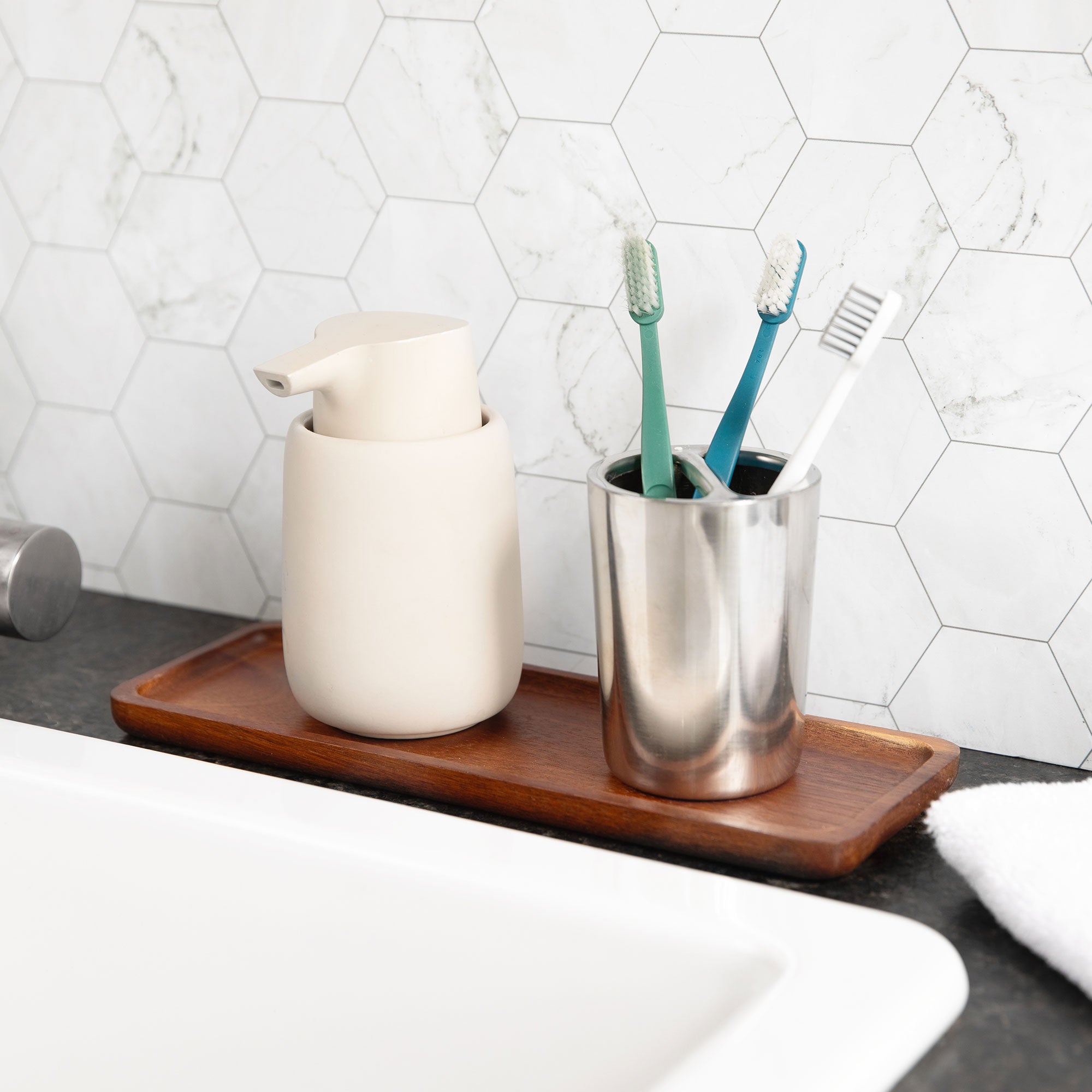 Wood Serving Tray Set of 2 -Rectangle - Oakwood