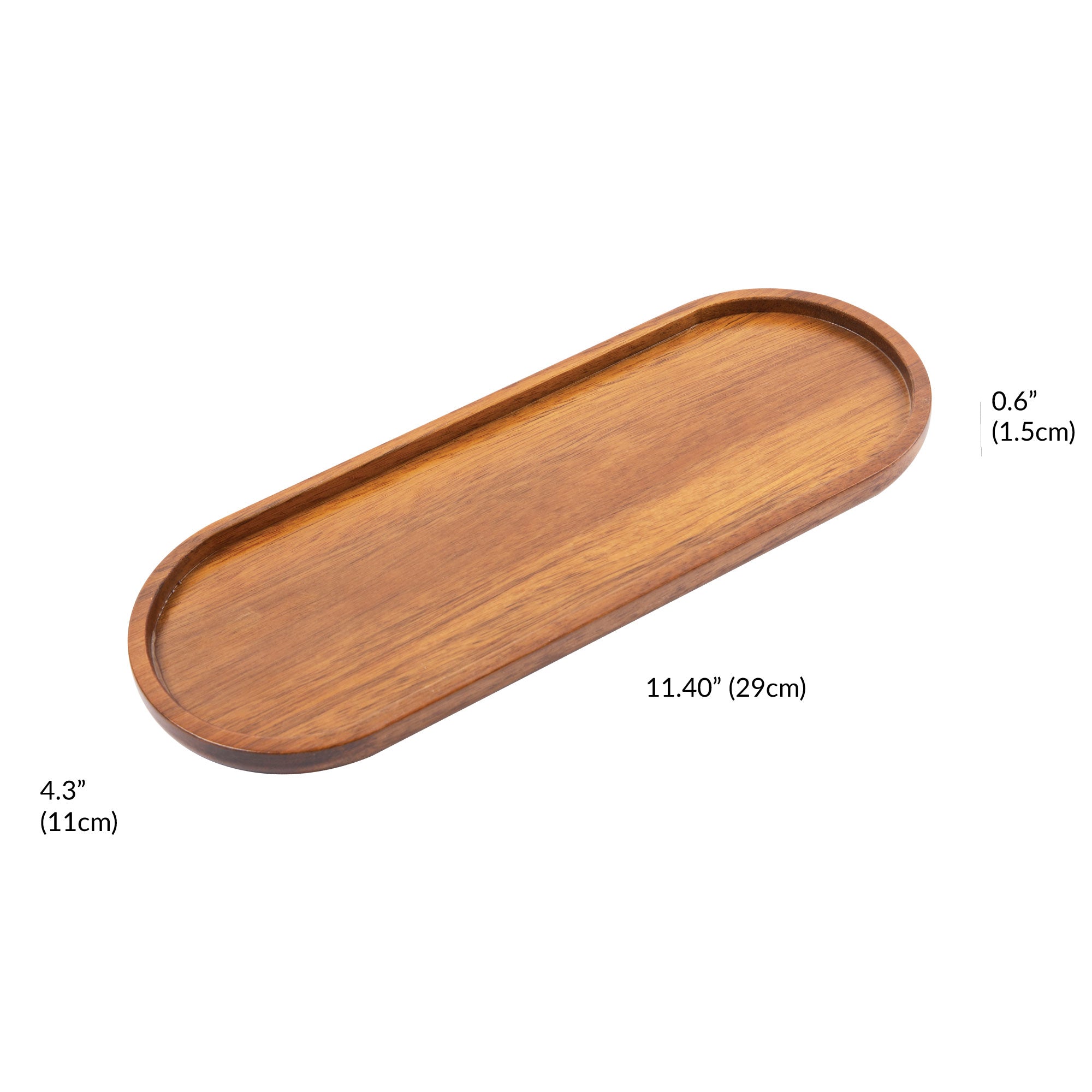 Wood Serving Tray Set of 2 - Pill Shape - Oakwood