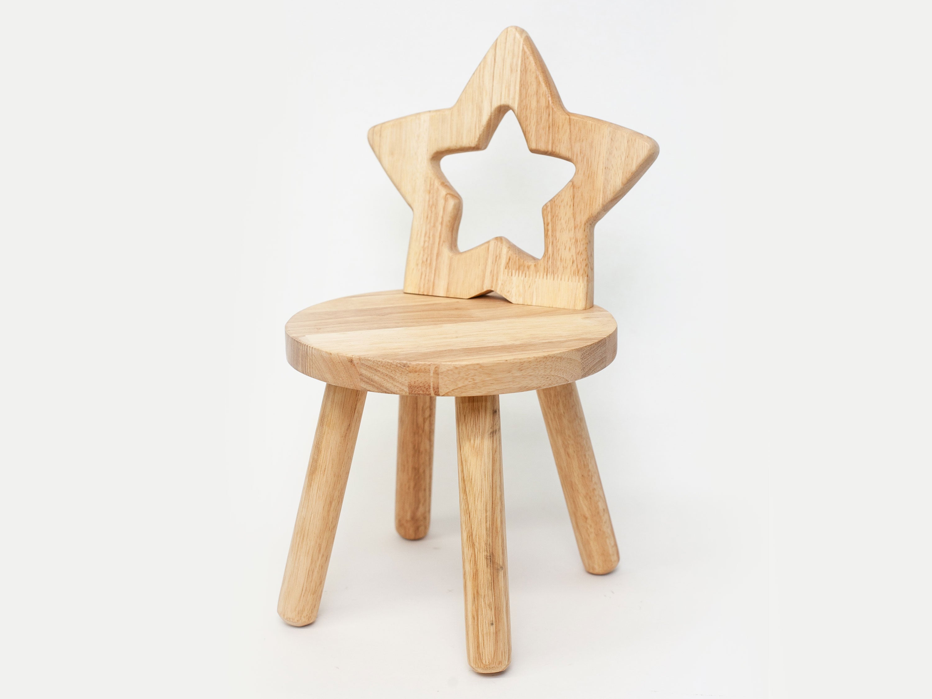 Kids Wooden Stool with Star Backrest