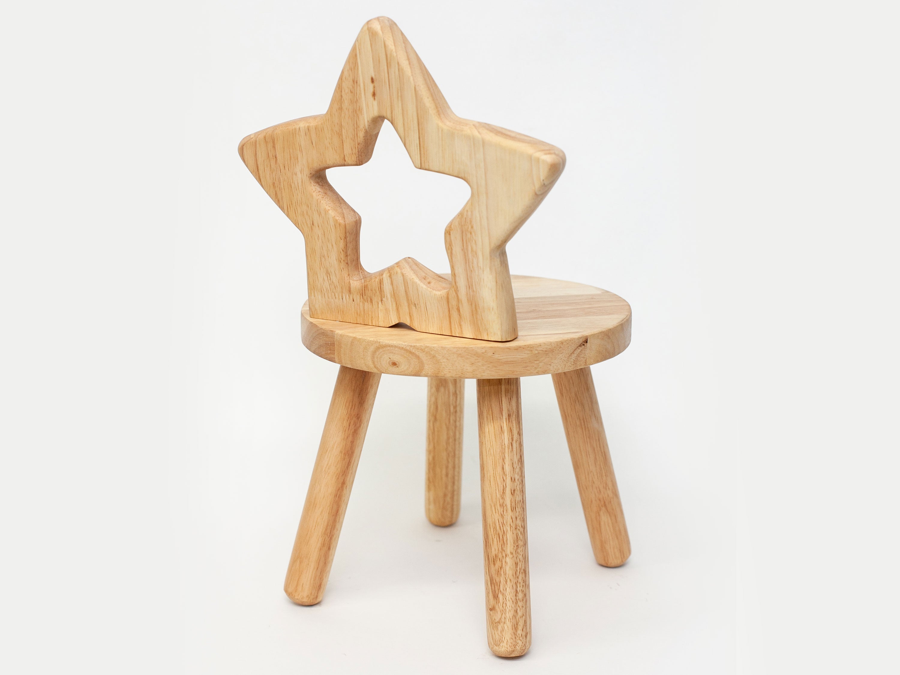 Kids Wooden Stool with Star Backrest