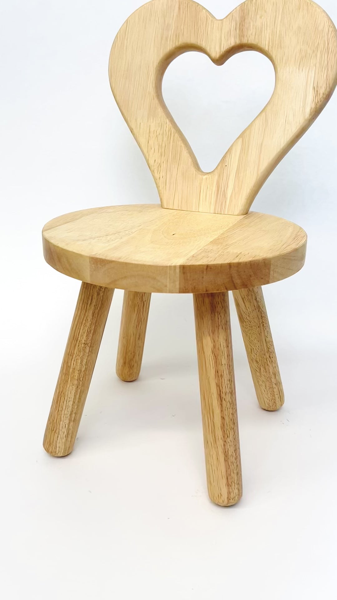 Kids Wooden Stool with Heart Backrest