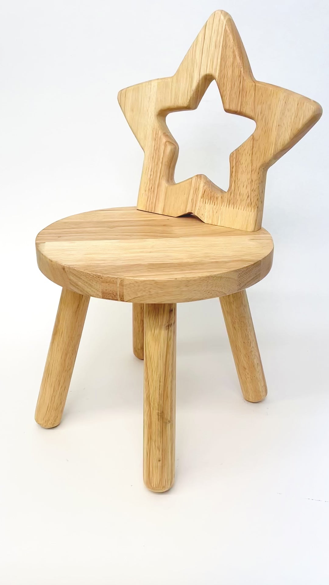 Kids Wooden Stool with Star Backrest